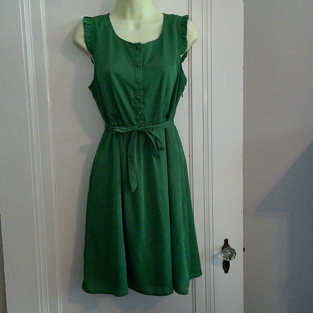 Tulle green polyester summer dress